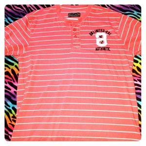 A nice and dressy peach and white stripes shirt